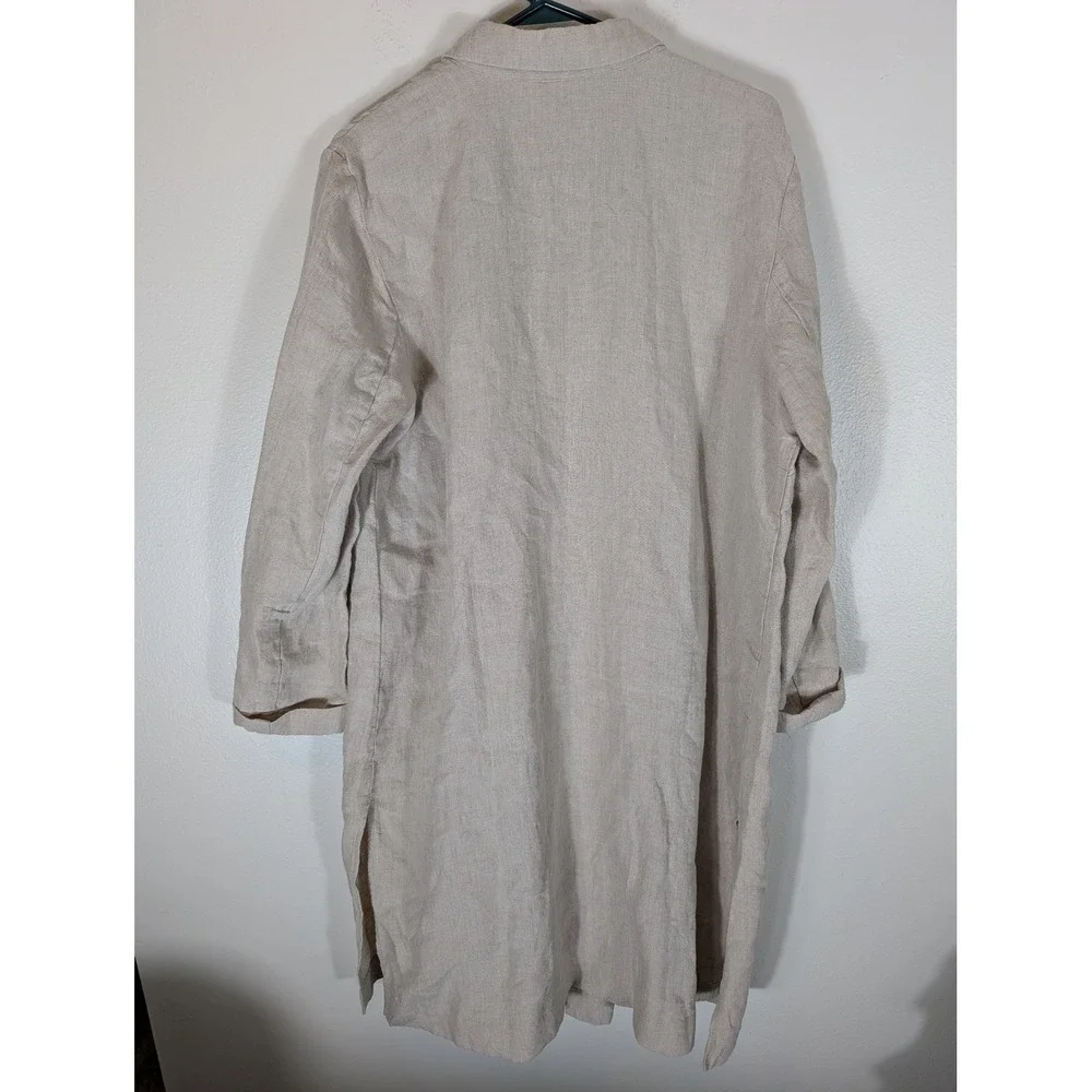 J. Jill Lightweight Linen Long Sleeve Coat in Beige Size XL Unlined - Picture 6 of 10